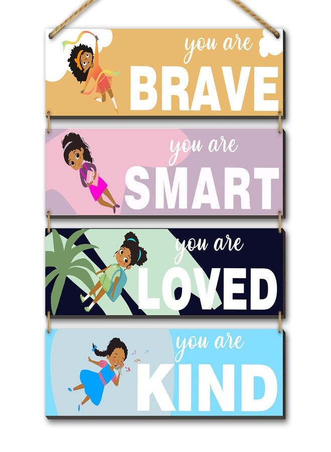 SHLINCO 4 Pieces Positive Affirmation Colorful Room Nursery Wall Decor - Positive Affirmation Colorful Room Wall Art Inspiring Quotes - Nursery Wall Decor - Black Girls Themed Room Wall Decor, large - Image 1